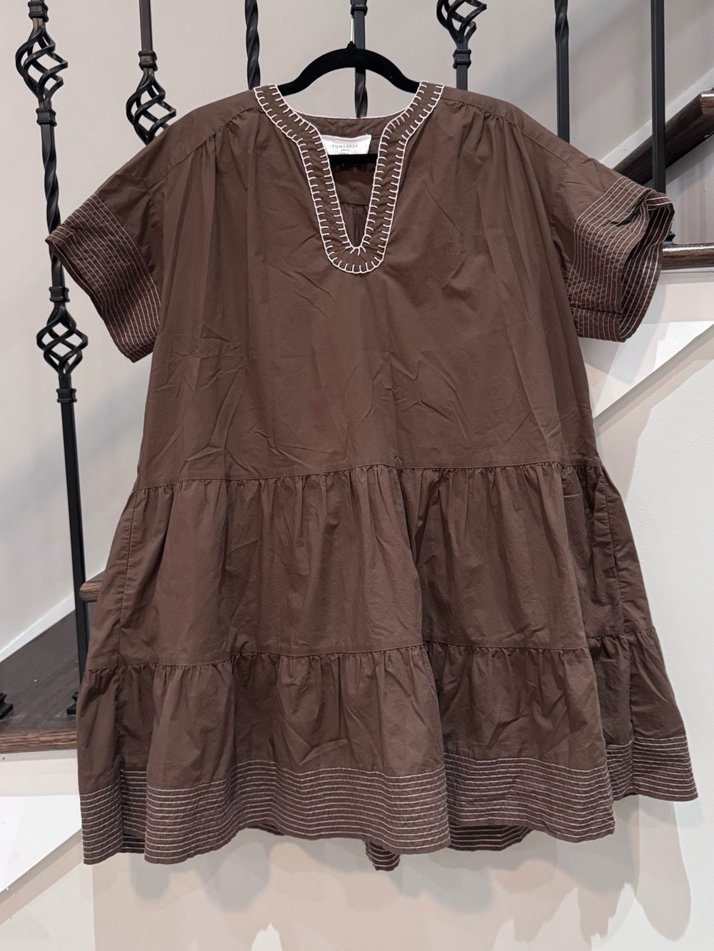 Tuckernuck Brown Tiered V-Neck Babydoll Dress